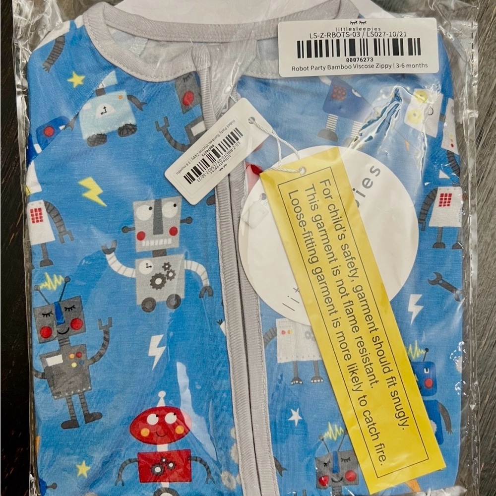 Little Sleepies Blue Robot Party Bamboo Zippy Pajamas NWT Size Baby 3 - 6 Months - Picture 3 of 7
